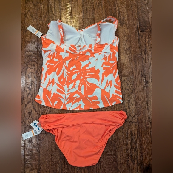 NWT floral Tankini and coral convertible swim bottom Anne Cole size 22W or 24W - Picture 7 of 15